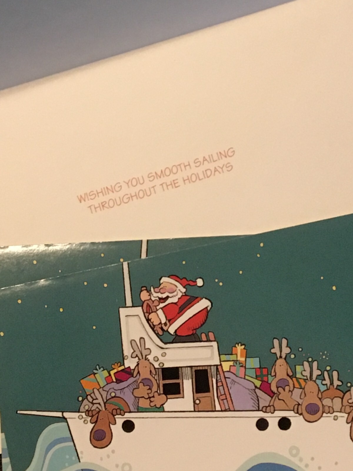 3 Vintage Kersten Brothers Sailing Santa & Reindeer on Boat Funny Christmas Card eBay