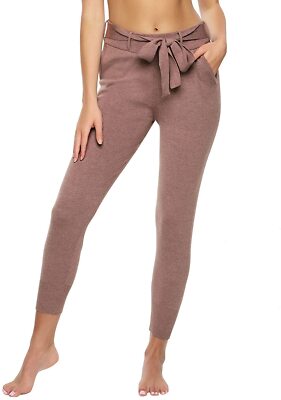 NWT! Felina Women's Sz S Voyage Textured Knit Tie Jogger Lounge Pants Quartz