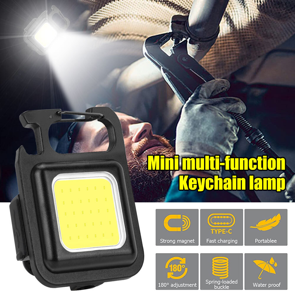 Mini COB Work Light Rechargeable LED Flashlight Portable Keychain Torch Lamp US - Picture 2 of 12