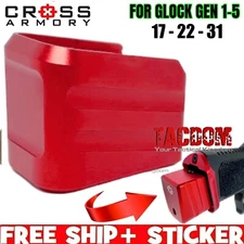 Cross Armory Anodized Red +0 Grip Extension Pad plate Magazine for Glok 17 22 31