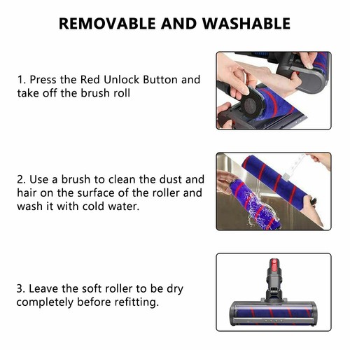 For Dyson V7 V8 V10 V11 Fluffy Floor Soft Roller Cleaner Head Brush Vacuum Parts - Picture 14 of 14