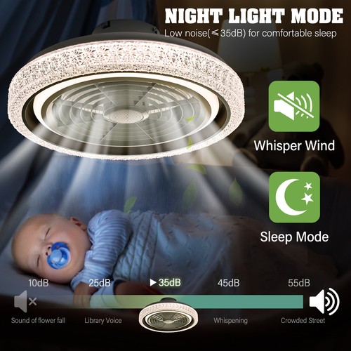 20" Smart Ceiling Fan with Light Alexa Google Assistant with Bluetooth Speaker - Picture 6 of 15