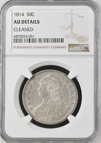 1814 Capped Bust Half Dollar NGC AU Details Cleaned