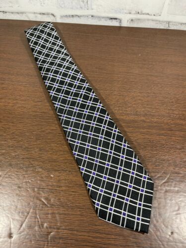 Ralph Lauren Black White & Purple Diamond Pattern Neck Tie - Picture 2 of 6