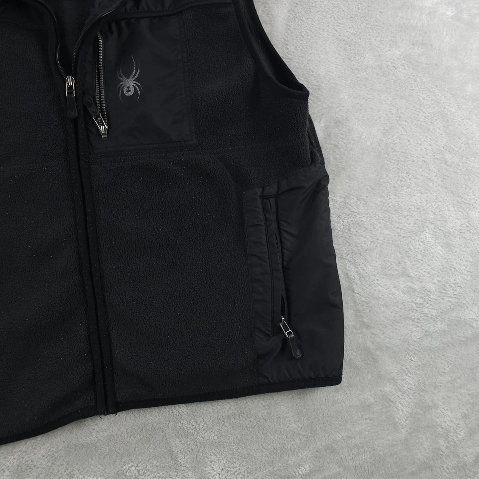 Chaleco polar Spyder para hombre XL negro cremallera completa logotipo bordado esquí capas al aire libre Foto 3 de 4