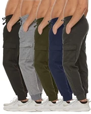 Men Fleece-Lined Cargo Jogger Sweatpants FREE SHIPPING (Size: S-3XL) (3-Pack)