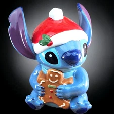 Disney Christmas Lilo & Stitch Santa Cookie Jar Gingerbread Man Cookie Canister