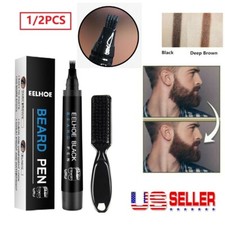 Men Beard Filling Pen Pencil Hair Grower Filler Moustache Eyebrow Brush Tool Kit