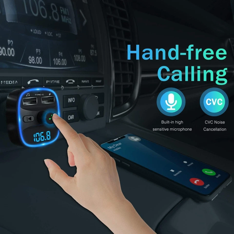 Auto Bluetooth Transmitter FM Adapter Radio KFZ 2 Ports SD Karte USB Stick F388 - Bild 4 von 4