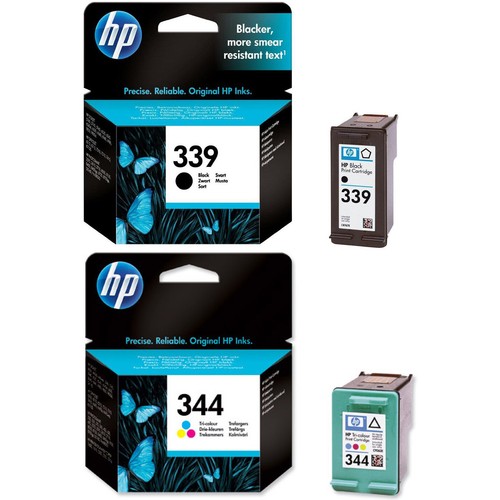 UNVERPACKTE HP 339 + 344 schwarze & farbige Tintenpatronen - C8767E/C9363E KOSTENLOSER VERSAND - Bild 1 von 3