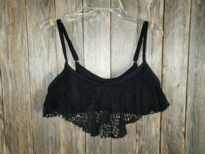 Women’s Xhilaration Off The Shoulder Lace Up Ruched Black Bikini Top Size XS NWT