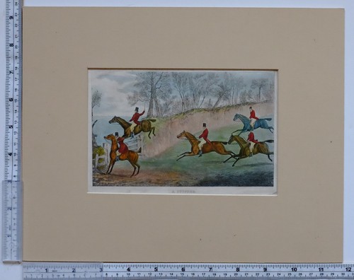 c1850 HENRY ALKEN MOUNTED PRINT - A STOPPER - FOX HUNTING