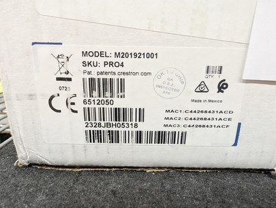 New, Crestron, M201921001, 4-Series Control System (PRO4)