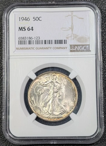 1946 Walking Liberty 50C NGC MS64 TRUE STUNNER! Old Glory C&C Weekly 1c Auction!