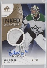 2019-20 Upper Deck SP Game Used Inked Sweaters 7/15 Ben Bishop Patch Auto ay5