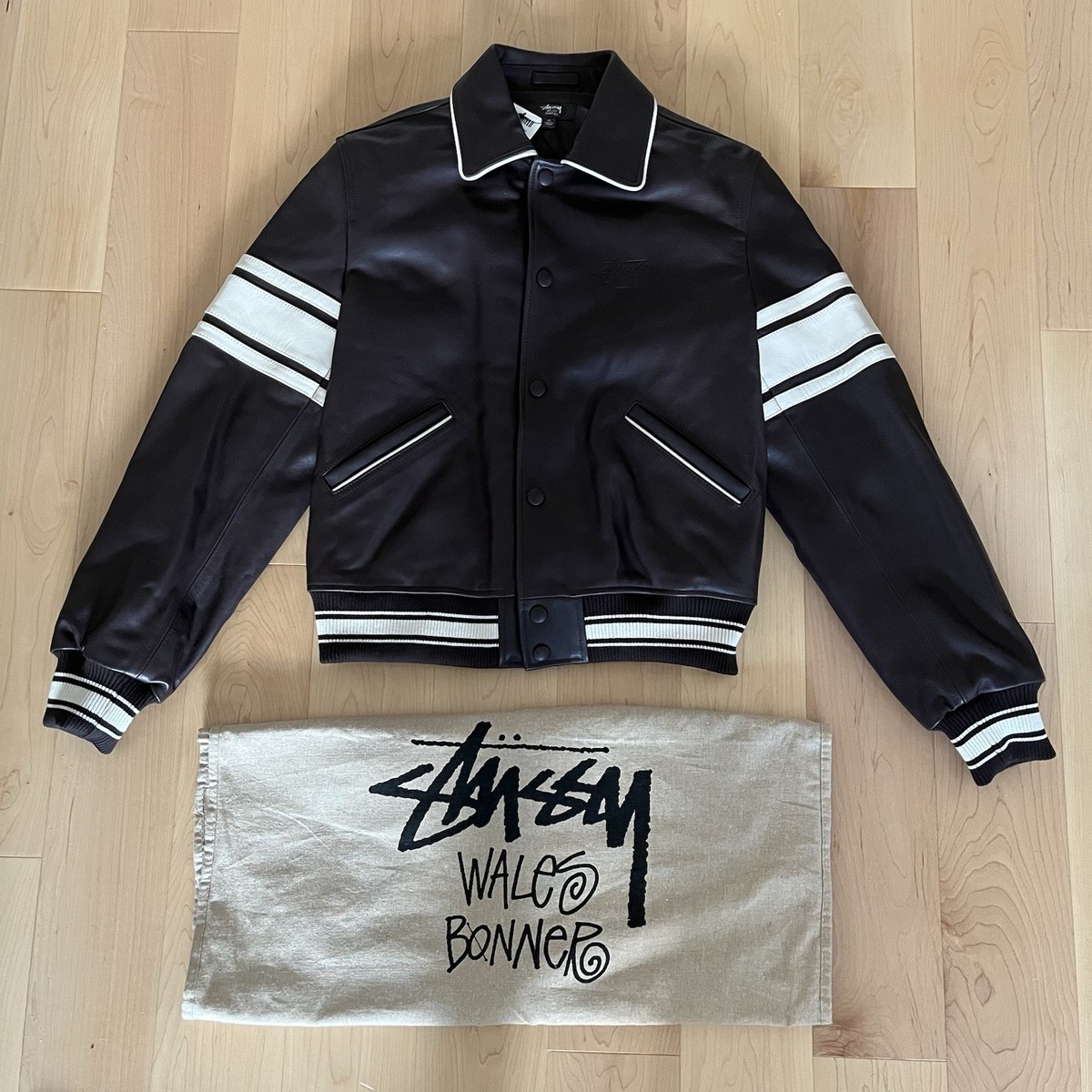 ジャケット・アウター Stussy WALES BONNER LEATHER VARSITY Stussy WALES BONNER LEATHER VARSITY XL