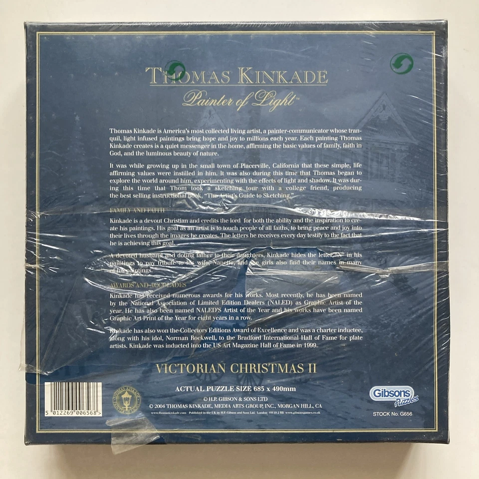 1000 pce JIGSAW PUZZLE ( THOMAS KINKADE - VICTORIAN CHRISTMAS II ) NEW & SEALED! - Image 2 of 3