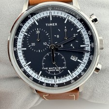 Timex Waterbury Classic Chrono 40mm Brown/Blue/Stainless Steel Men’s Watch NEW