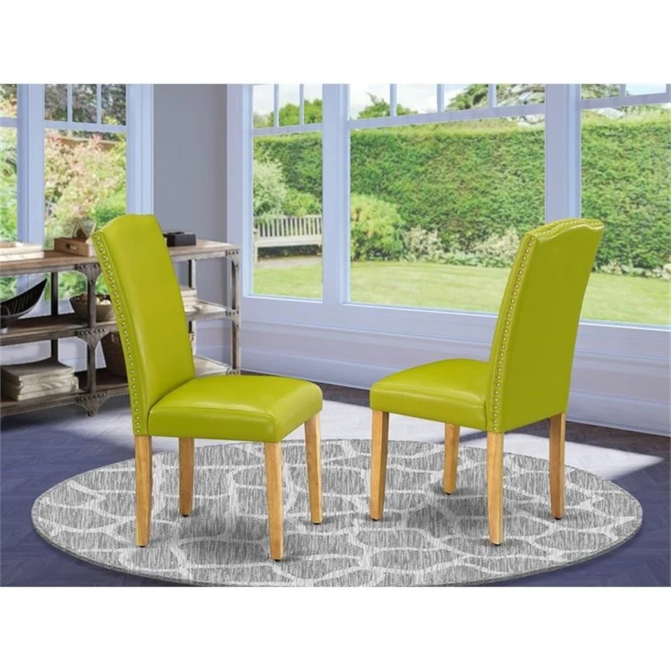 Silla de comedor tradicional de cuero verde Pemberly Row de 19" (juego de 2) Foto 3 de 4