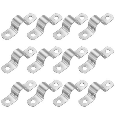 12Pcs 5/9'' (14mm) Rigid Pipe Strap 2 Hole U Bracket Thicken Conduit Tube Clamp