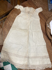 Antique 1880's White Cotton Embroidered Baby Christening Baptism Gown