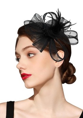 Fascinators Hat Women Tea Party Headband Flower Cocktail Mesh One Size Black