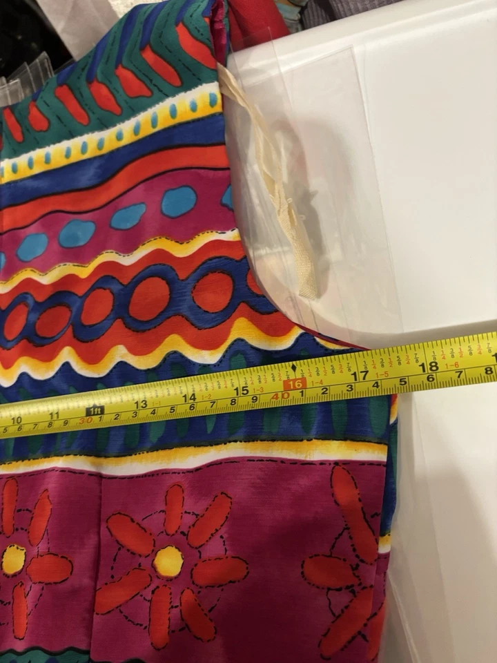 Vestido Vintage Años 90 Funda Estampado Floral Colorido Hippy Talla 8 M Abstracto Motivo Artístico Foto 4 de 4