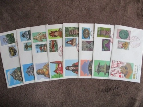 Japan Stamp First Day Cover National Treasure Series 8 Covers (国宝シリーズ) 1987～1989