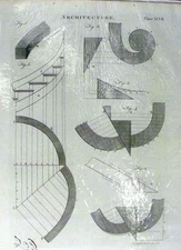 Original Old Antique Print Encyclopaedia Architecture Shapes Diagrams Drawings