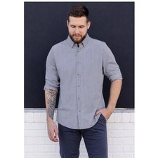 Rhone Commuter Shirt Slim M Blue Stripe Performance Dress Shirt Office Golf