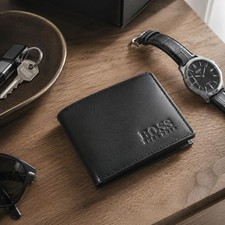 Portefeuille Homme Cuir PU Noir Pliable avec Emplacements Cartes et Pièces