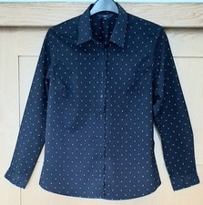 Worn Once *Lovely* NEXT/ UK20/ Navy Blue Cotton blend Blouse Shirt/stretch (B21)