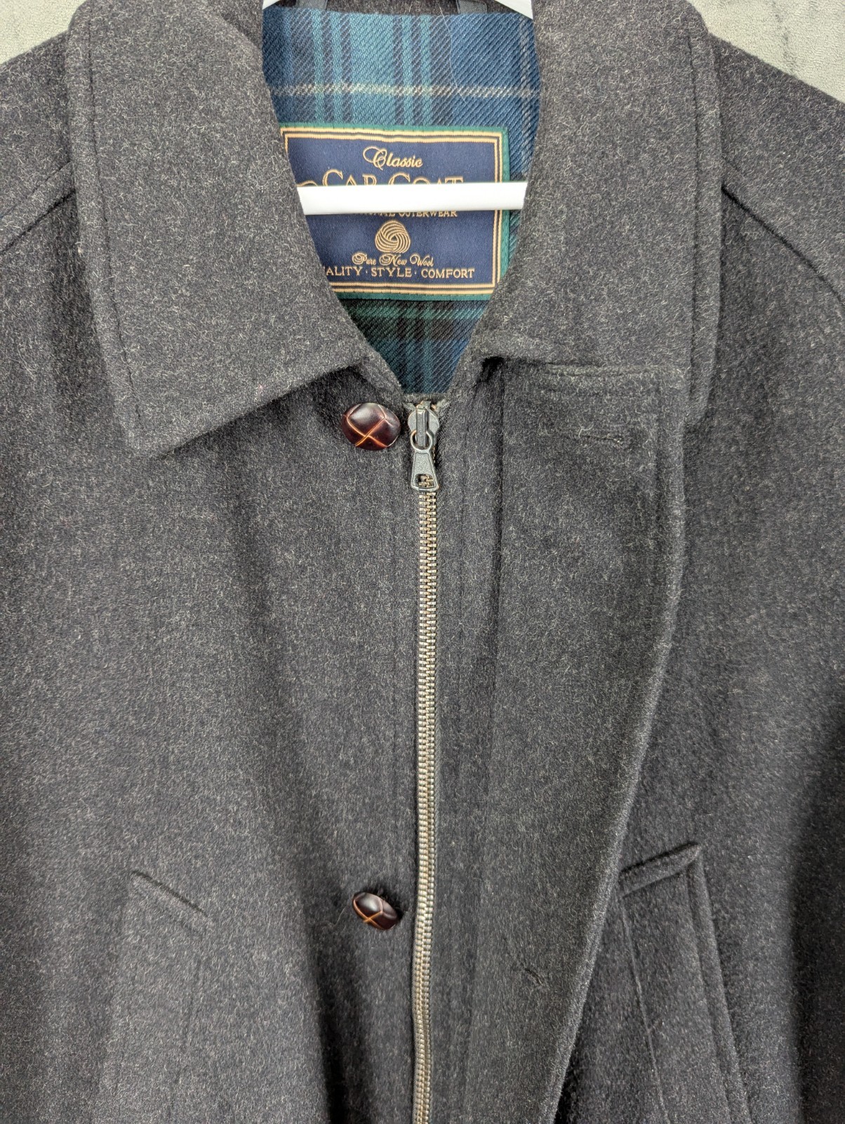 M&S St Michael Classic Car Coat Size Medium Grey Lambs Wool Overcoat Vintage UK image 8