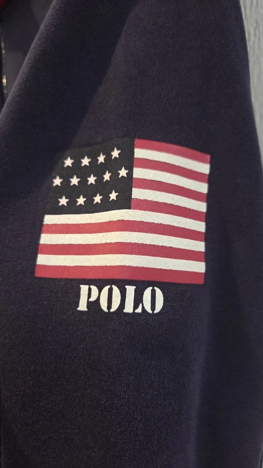 复古 90 年代 Polo Ralph Lauren 美国超人羊毛运动衫国旗体育场  — 第 3/4 张图片