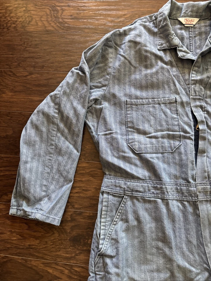 Vintage Walls Master Made Blue Herringbone Twill Work Coveralls - Image 2 of 4