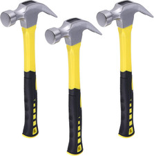 3 Pack 16 Oz Claw Hammer, Fiber Glass Claw Hammer, One-Piece Forged Steel Head &