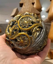 Ornate 4" Resin  ORB Ball for Centerpiece Bowl Home Decor Gold & Silver