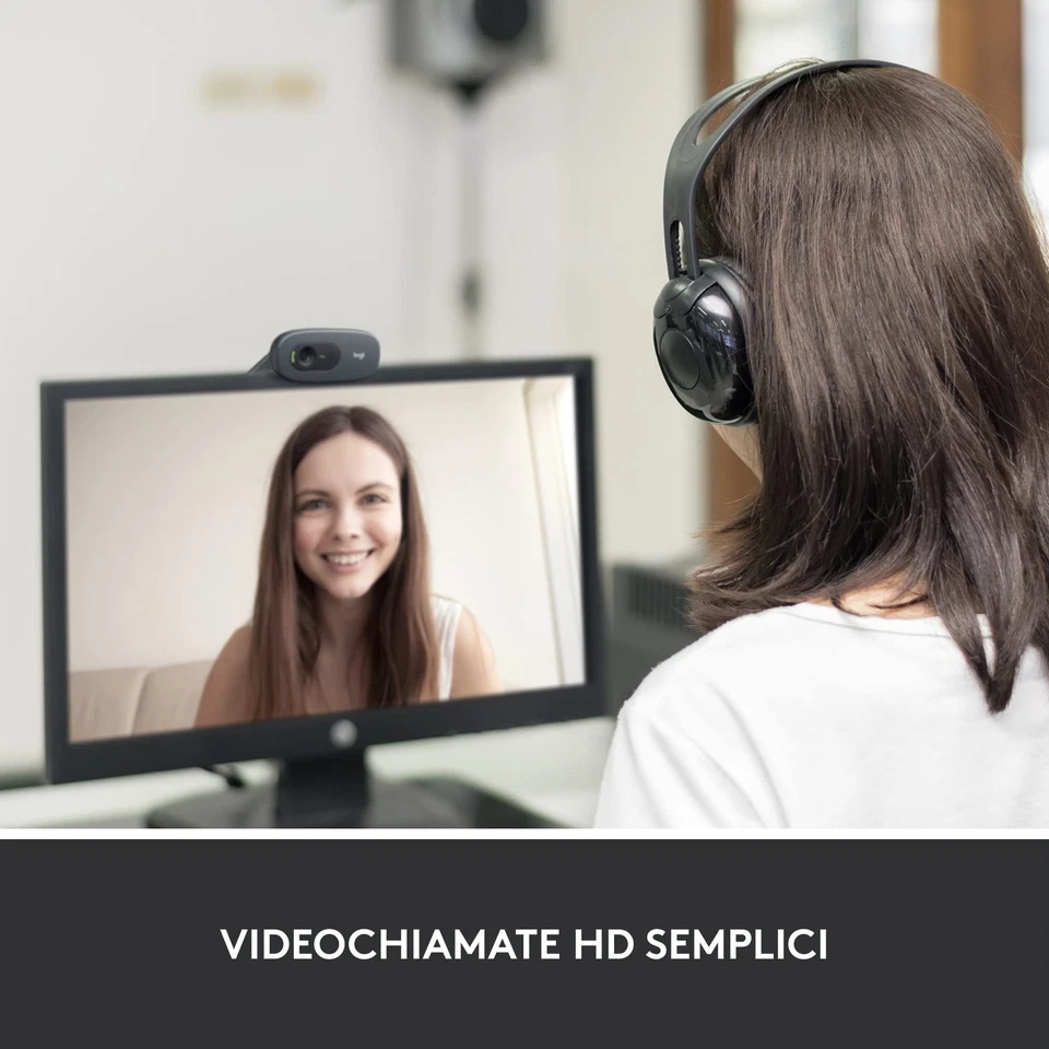 Logitech C270 Webcam HD HD 720p/30fps Videochiamate HD Widescreen Correzione - Immagine 2 di 4