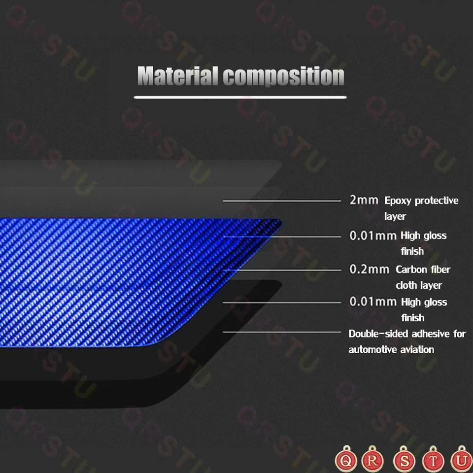 Blue Carbon Fiber Center Floor Console Frame Cover Trim For Ford Fiesta 2011-15 — 第 4/4 张图片