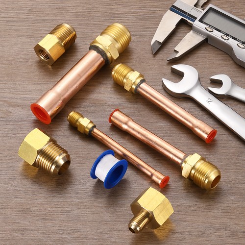 2Pcs 1/4 SAE Male Thread x 1/4" OD Flare Connector with Copper Tube - Picture 4 of 7
