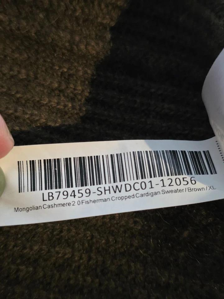 Cárdigan Corto Pescador Cachemira Mongol Quince XL Marrón Chocolate Foto 3 de 4