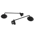 Clip On Round Mirrors Black Vintage Long Rod Rear View Set for motorbike