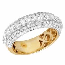 Men's 10K Yellow Gold Genuine Diamond Solitaire Wedding Band Ring 2.35ct 7MM