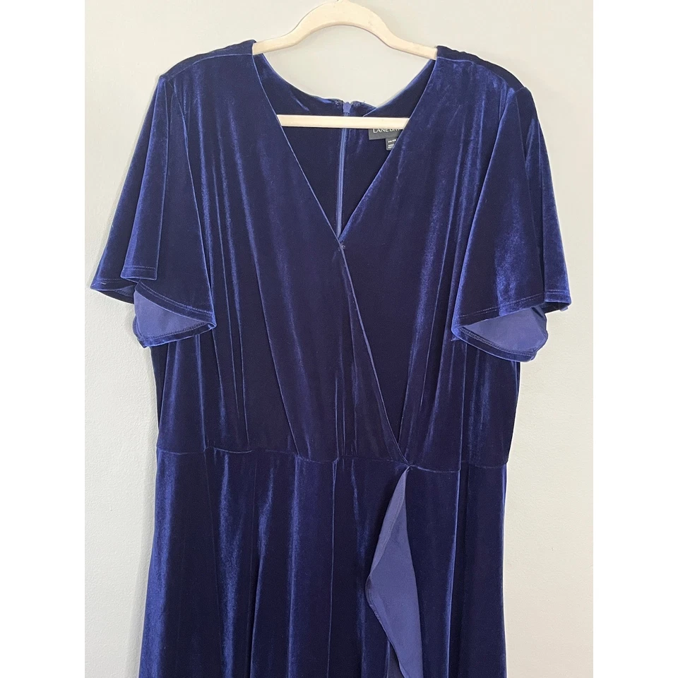 Lane Bryant Womens Plus Size 26/28 Velvet Midi Dress Faux Wrap Party Spec Occ - Image 3 of 4