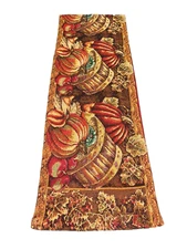 Vintage Pumpkin Harvest Autumn Fabric Table Runner 68"x12"