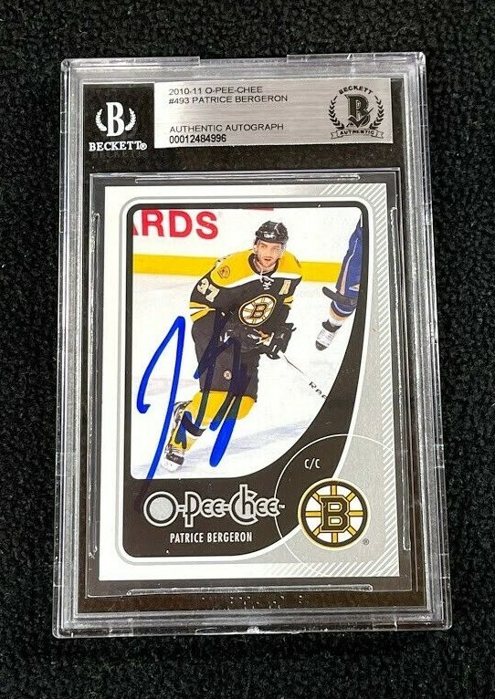 Patrice Bergeron Autographed Signed Boston Bruins 2010/11 O-Pee-Chee Card #493 Beckett Certified 