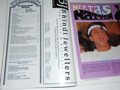 Stardust Magazine International Edition Vol 27 No 3 March 1997 Shah Rukh Ms. Rai - Imagen 2 de 15