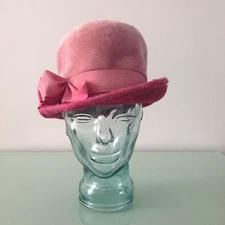 Vtg 30's Hat Cloche Pink / Fuchsia Gwenn Pennington  Made In USA