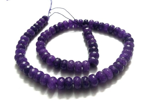 1-5 Strand Natural Purple Chalcedony Rondelle Faceted 8mm Loose Beads 12"inch - Picture 6 of 7