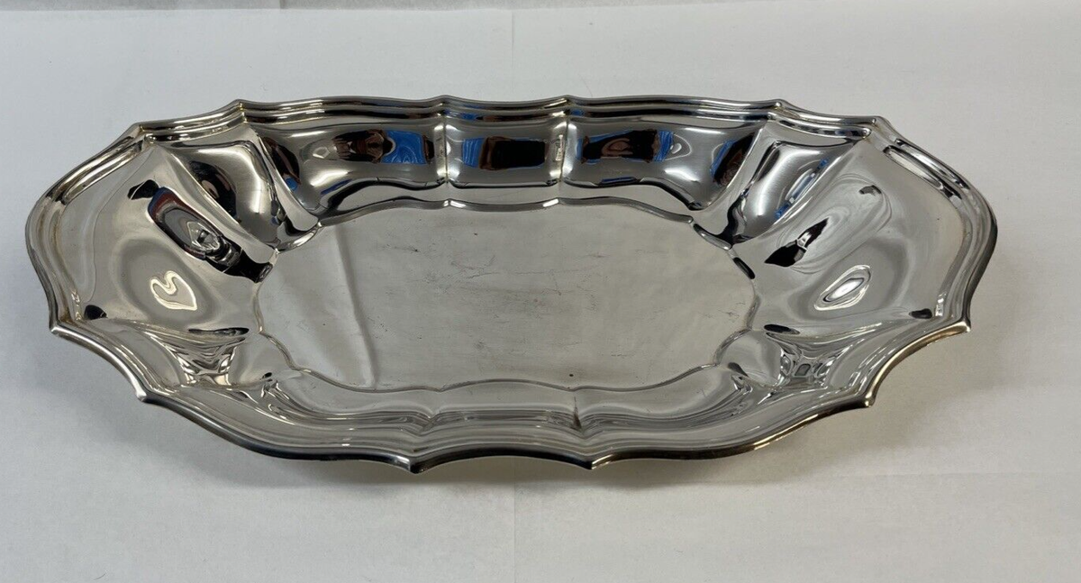 Antique English Silver Tray by Leonard Silver 12.5